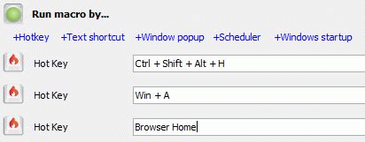 set hot keys on keyboard.